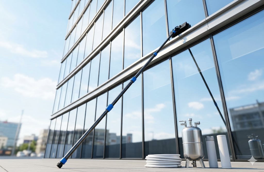 ウォーターポールで高所のガラス清掃を安く安全に！純水洗浄の仕組みと費用をプロが解説