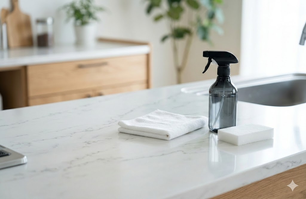 人工大理石にメラミンスポンジはダメ？傷の原因と曇りを直す正しい掃除方法を解説