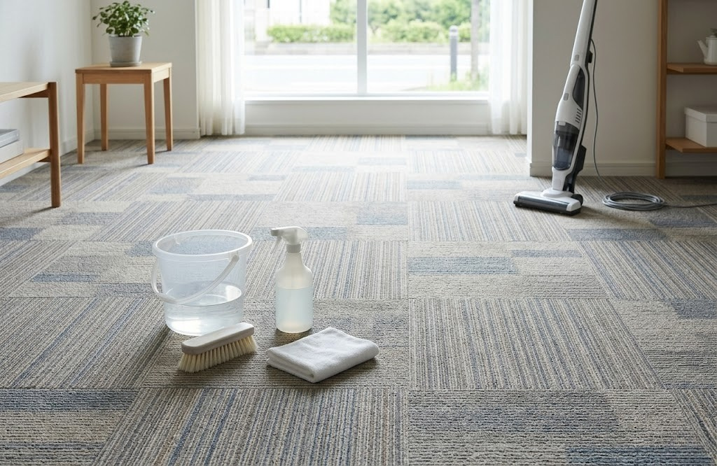 タイルカーペット掃除のコツ！正しい洗い方・掃除機の動かし方と自力で落ちない時の目安