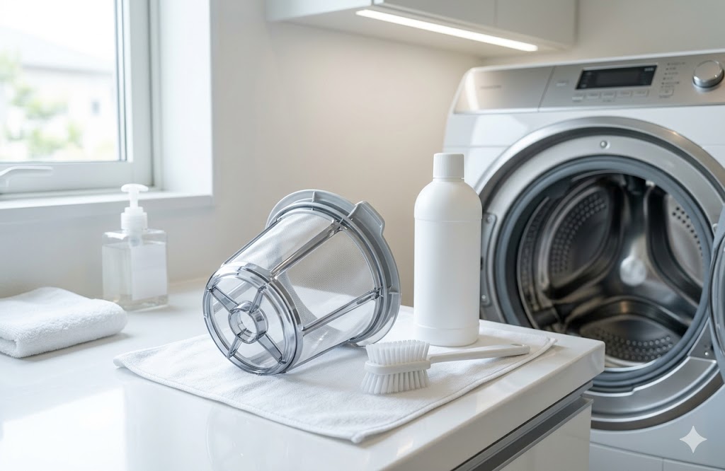 洗濯機の糸くずフィルターをカビキラーで掃除！黒ずみを除菌して清潔に保つ手順