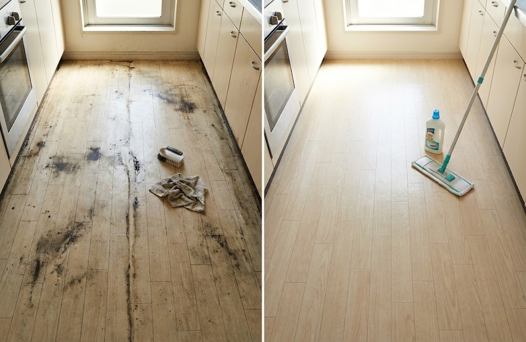 ビニール床の黒ずみが取れない原因は？自分で落とす方法とプロに任せる判断基準