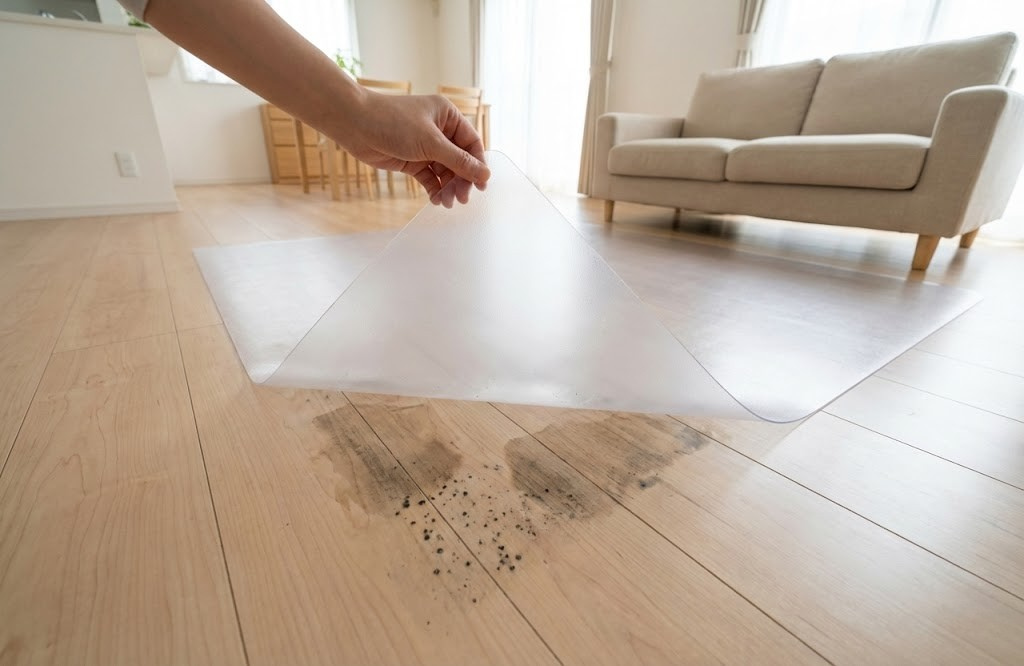 フローリングに透明マットはカビる？敷きっぱなしのリスクと3つの対策